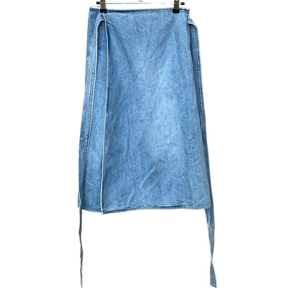 New Citizens of Humanity Donna Women's Blue A-Line Midi Wrap Denim Skirt Size S - Picture 3 of 7